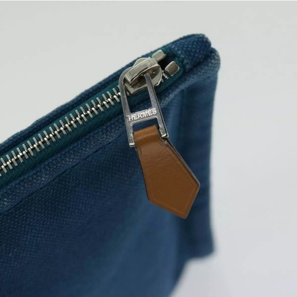 HERMES Blue Studded Velocipedist Canvas Pouch/Clutch - Picture 6 of 10